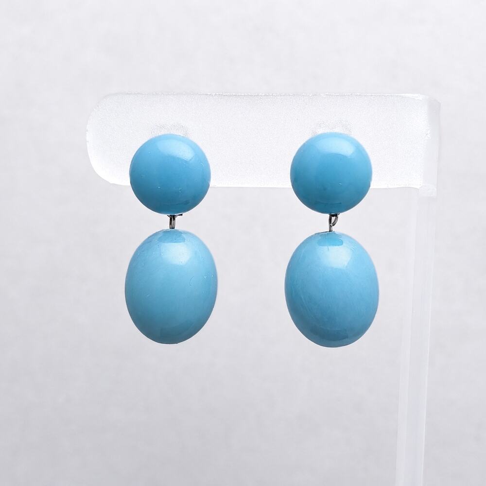 Vintage Clip On Earrings Blue Dangle Drop Retro W Germany Stylish Statement